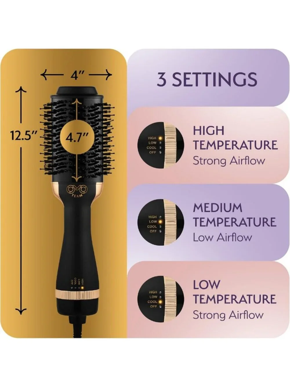 Professional Hot Air Brush & Volumizer for Women - 75MM Oval Blowout Dryer